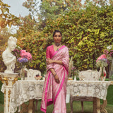'Scarlet O' Hara' Kadhua Handloom Sari with all over Embroidery