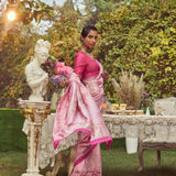 'Scarlet O' Hara' Kadhua Handloom Sari with all over Embroidery