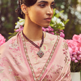 'Madam Bovary' Tanchoi Half-n-Half Handloom Sari with Embroidered Border
