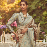 'Jane Austen' Kadhua Zari Handloom Sari with Embroidered Border