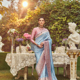 Jane Austen' Kadhua Zari Handloom Sari with Embroidered Border