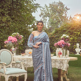 'Emma' Handloom Sari with Embroidered Border