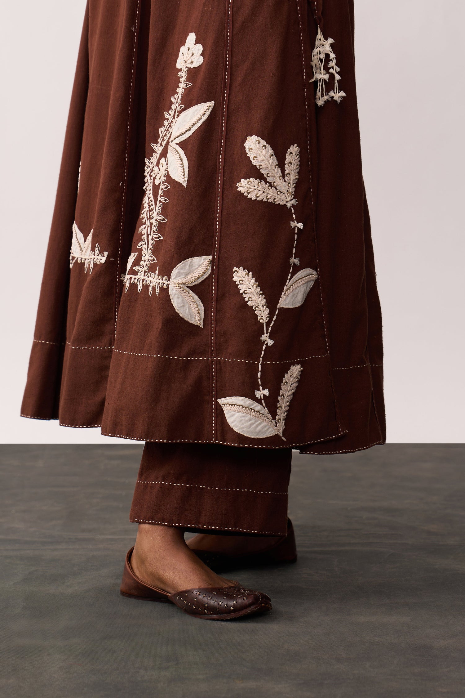 'Hansaa' Brown Handspun Angrakha Set