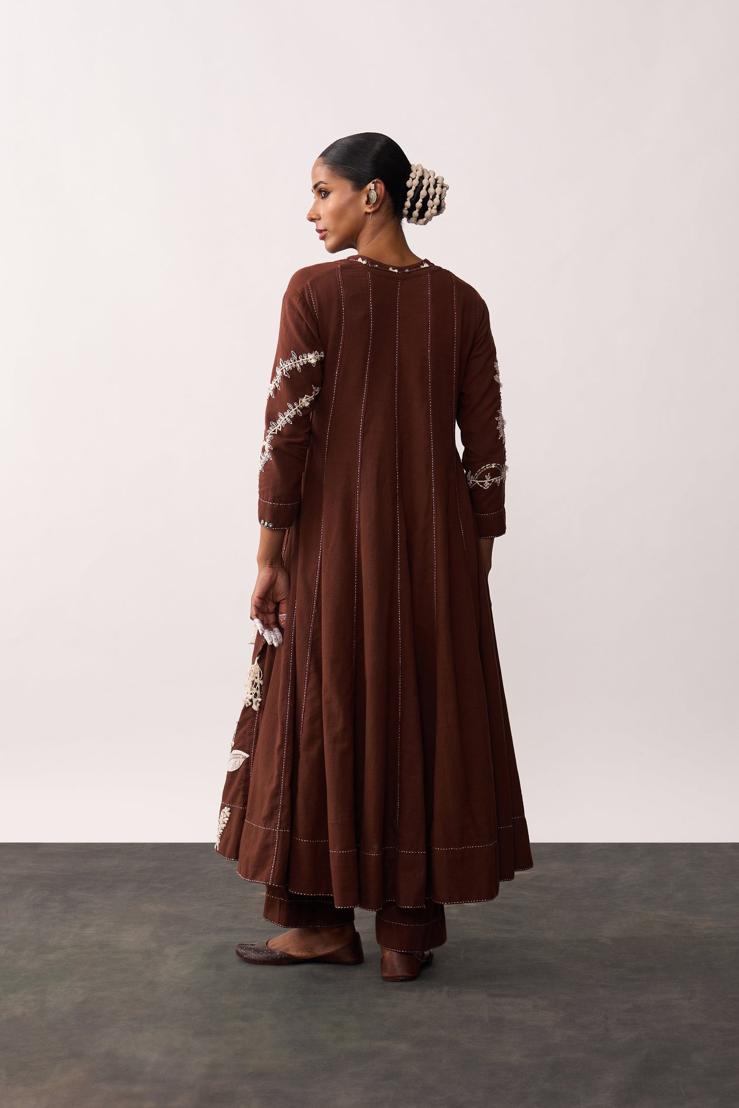 'Hansaa' Brown Handspun Angrakha Set