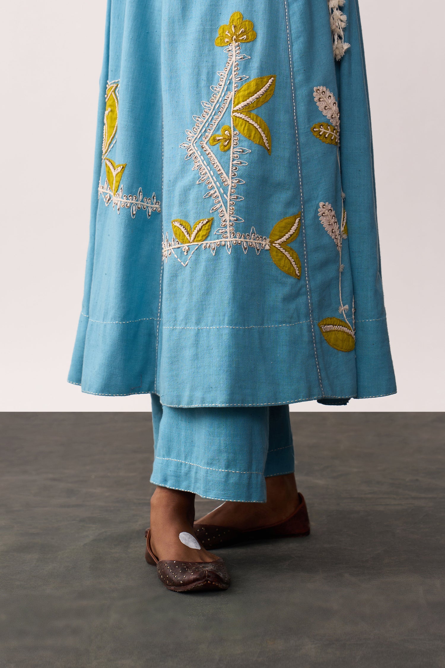 'Hansaa' Blue Handspun Angrakha Set