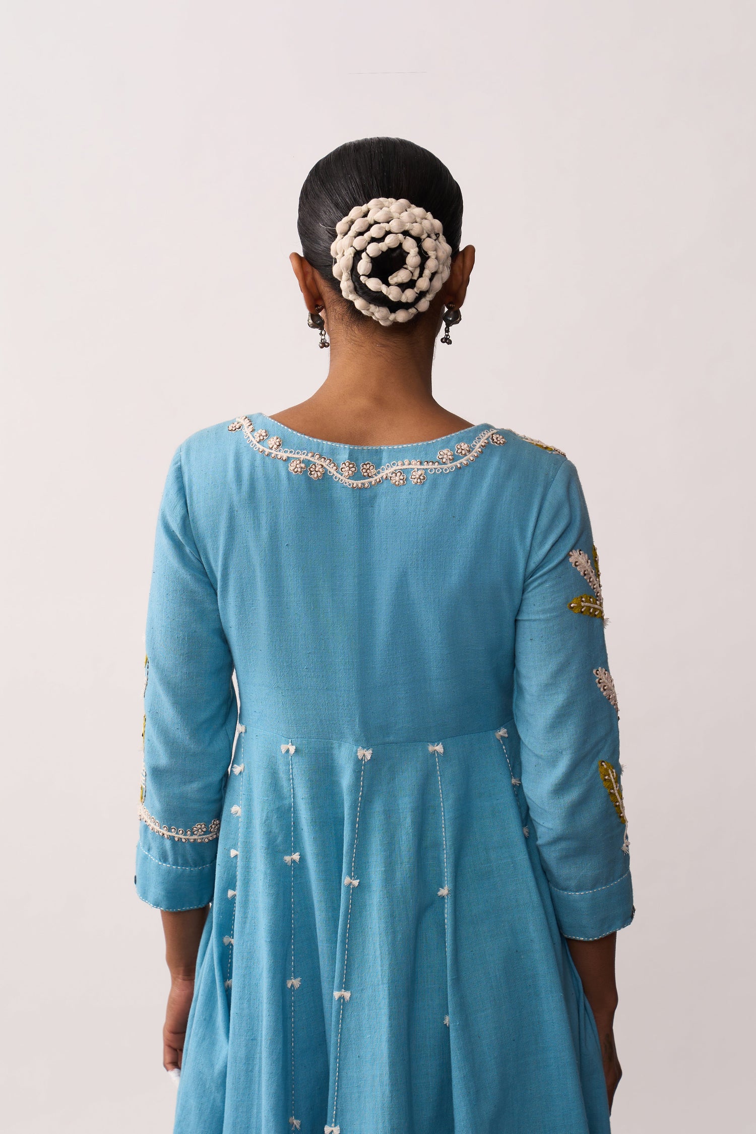 'Hazrat' Blue Handspun Anarkali Set