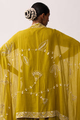 'Kittur Rani' Yellow Hand-spun Embroidered Dupatta