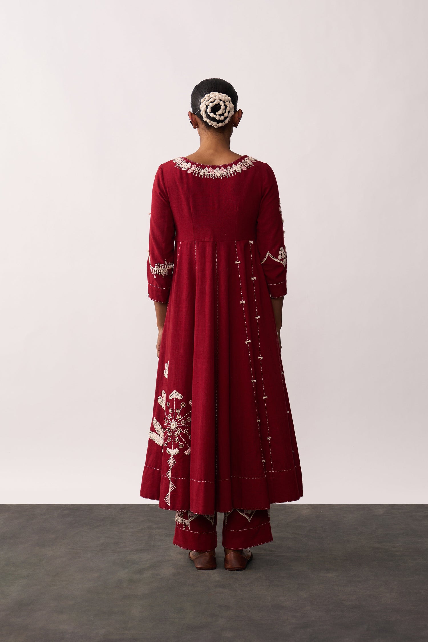 'Kalpana' Red Handspun Anarkali Set