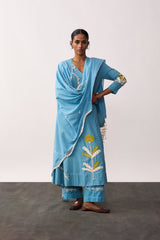 'Sucheta' Blue Handspun Kurta Set