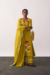 'Sucheta' Yellow Handspun Kurta Set