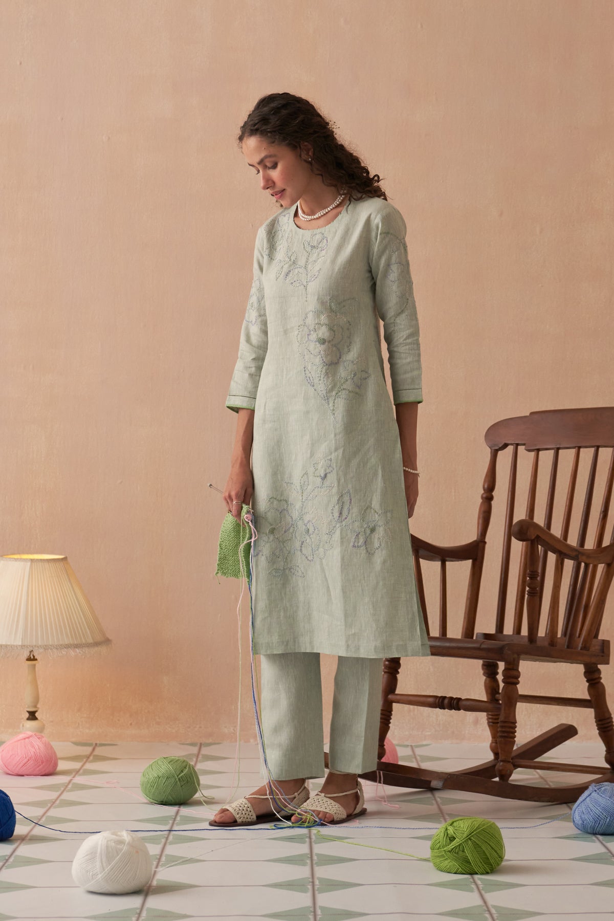 Chinar Pure Linen Kurta set