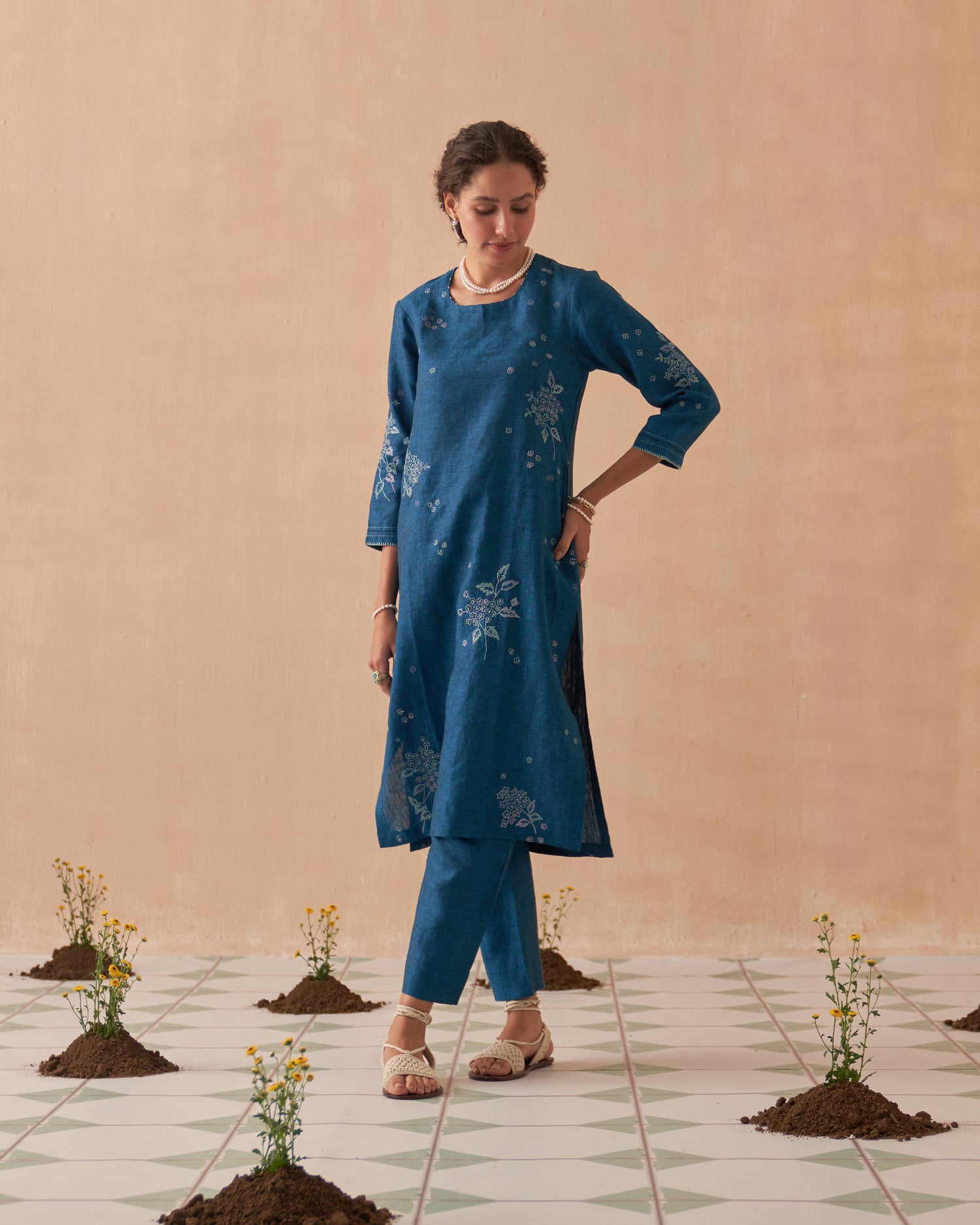 Kalam Pure Linen Kurta set