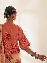 'Gulmohar' Pure Linen Handloom Sari