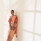 'Gulmohar' Pure Linen Handloom Sari