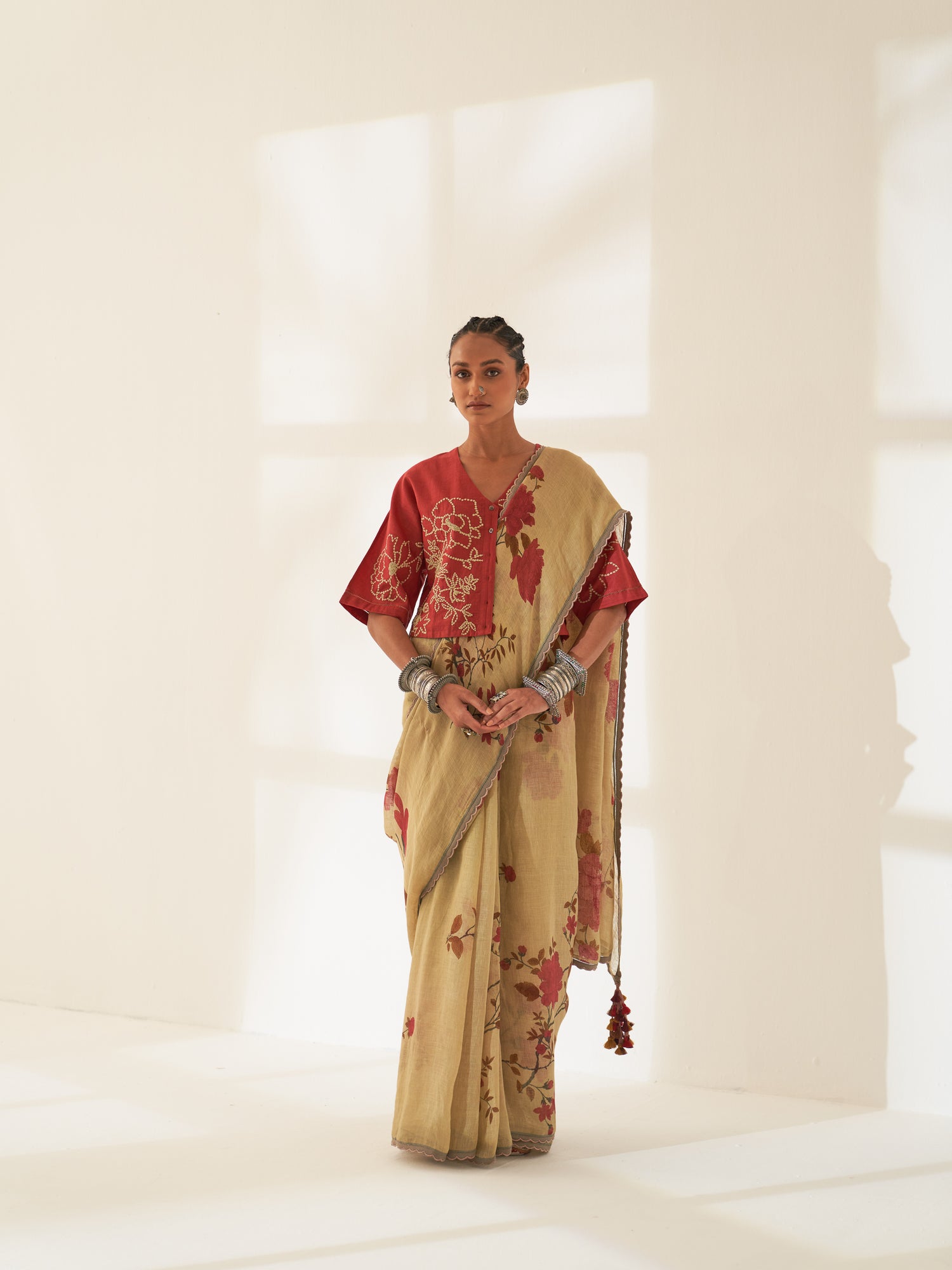 'Parag' Pure Linen Handloom Sari