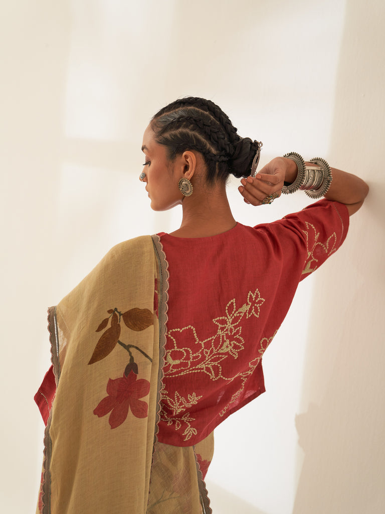 'Parag' Pure Linen Handloom Sari