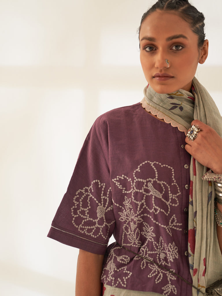 'Buta' Pure Linen Handloom Sari
