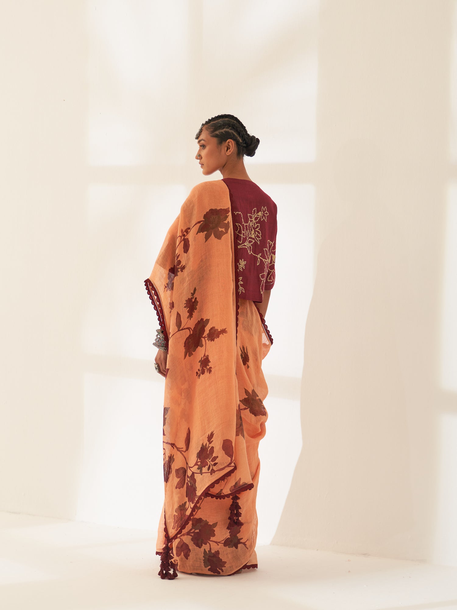 'Kunjan' Pure Linen Handloom Sari