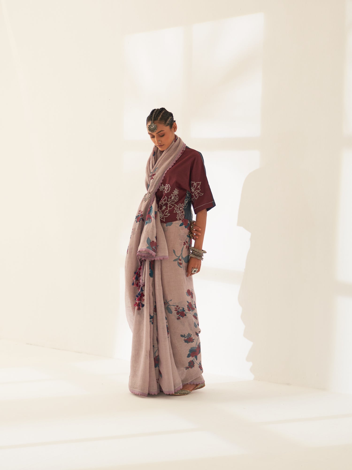 'BEEYA' Pure Linen Handloom Sari