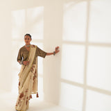 'Paat' Pure Linen Handloom Sari