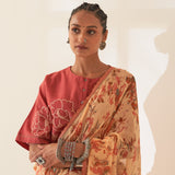 'Maulshree' Pure Linen Handloom Sari