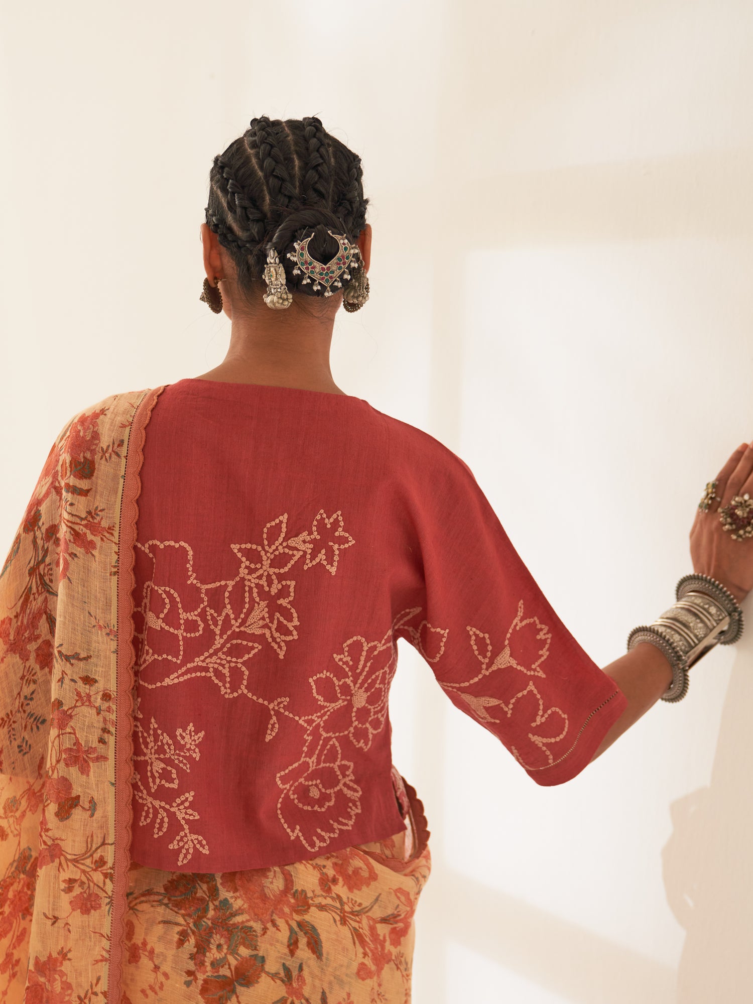 'Maulshree' Pure Linen Handloom Sari