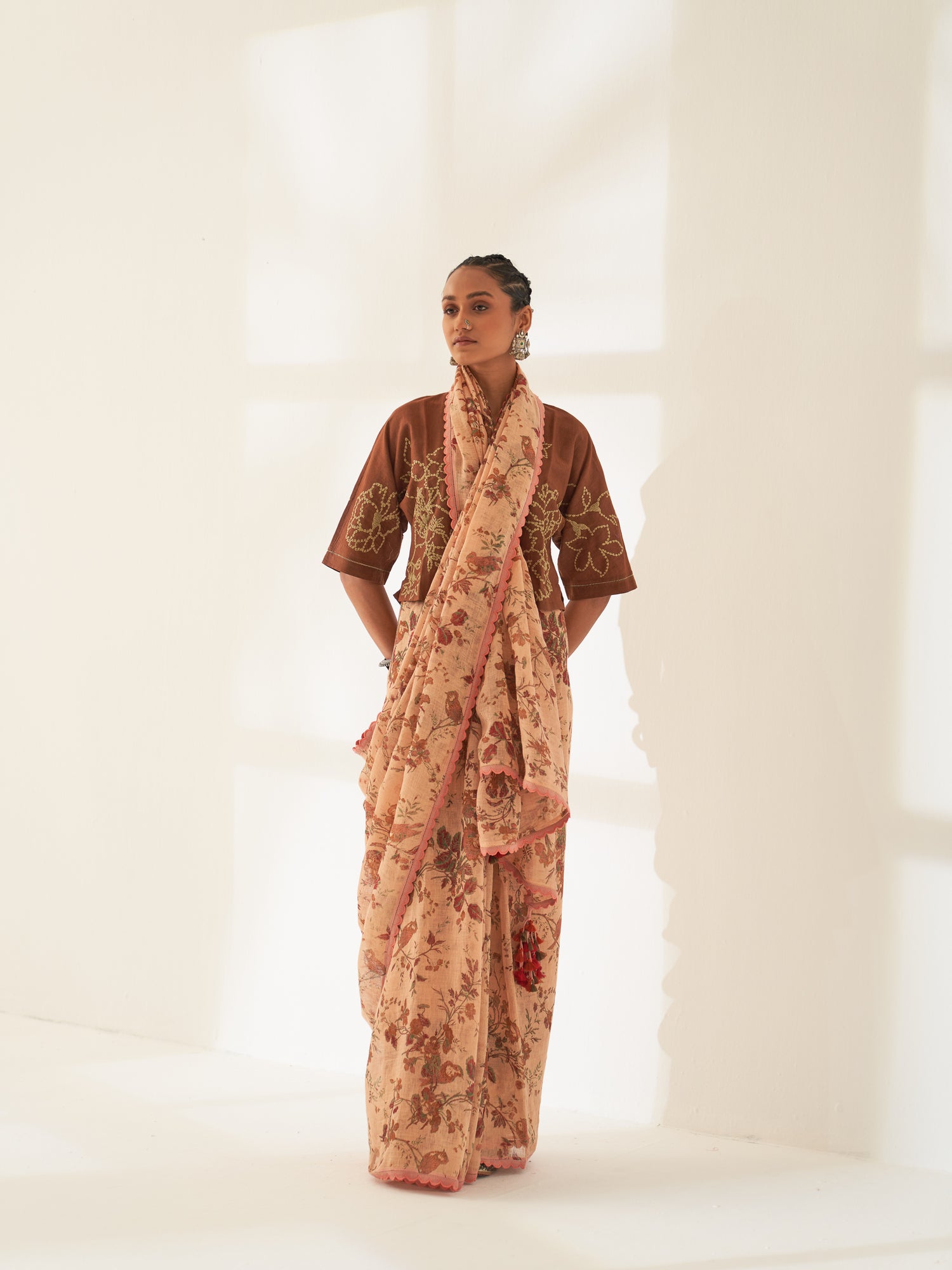 'Lajwanti' Pure Linen Handloom Sari