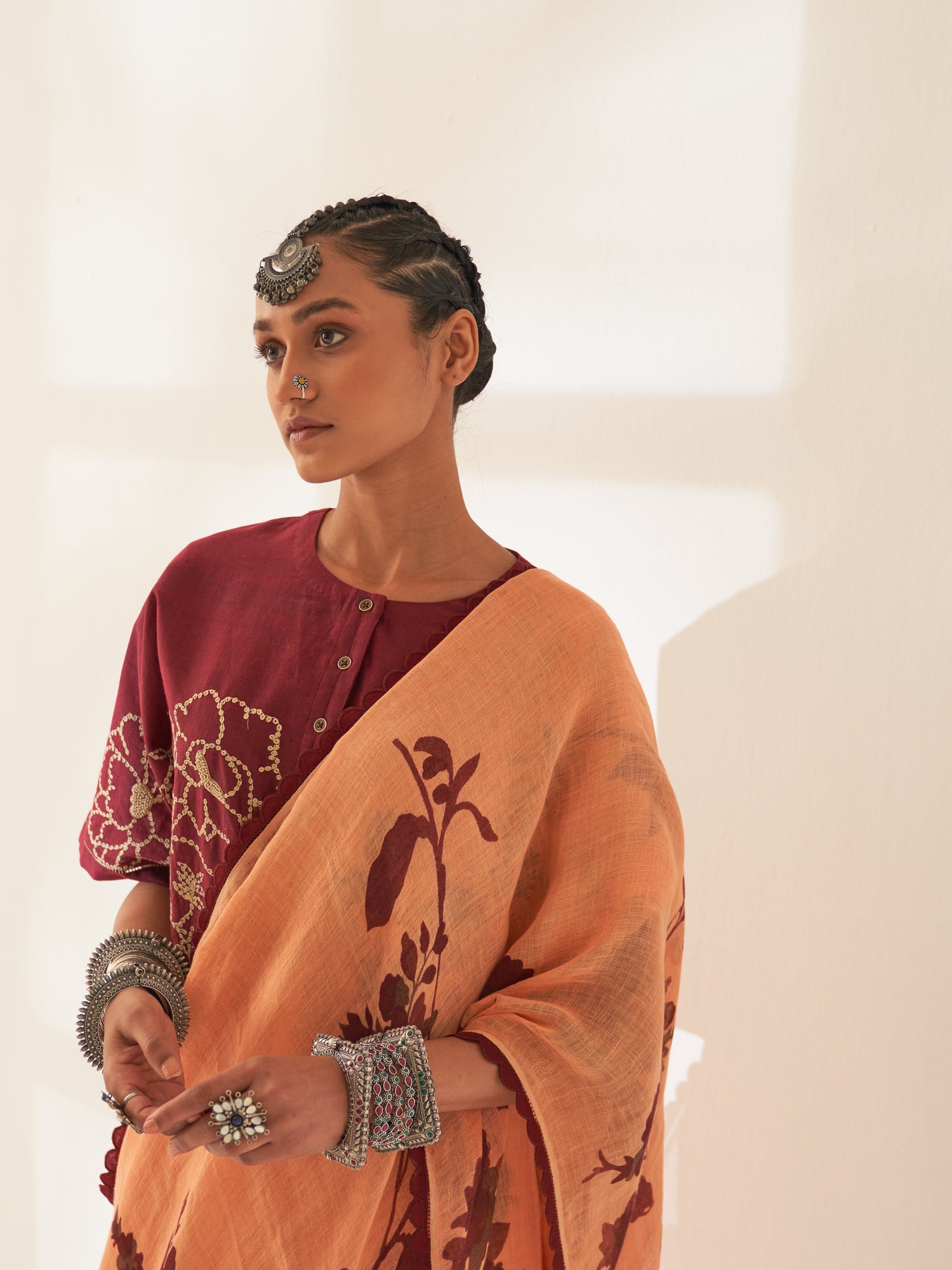 'Kunjan' Pure Linen Handloom Sari