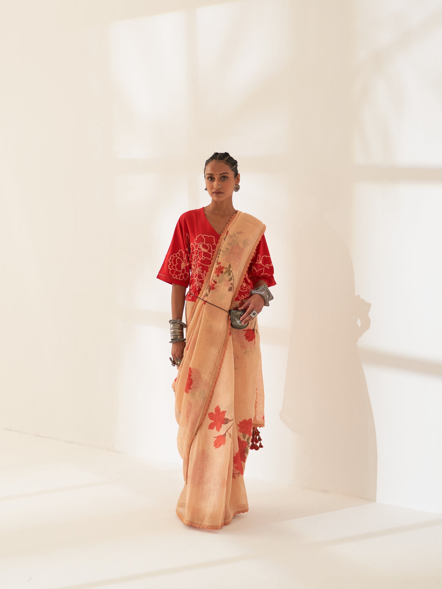 'Dhoop' Pure Linen Handloom Sari
