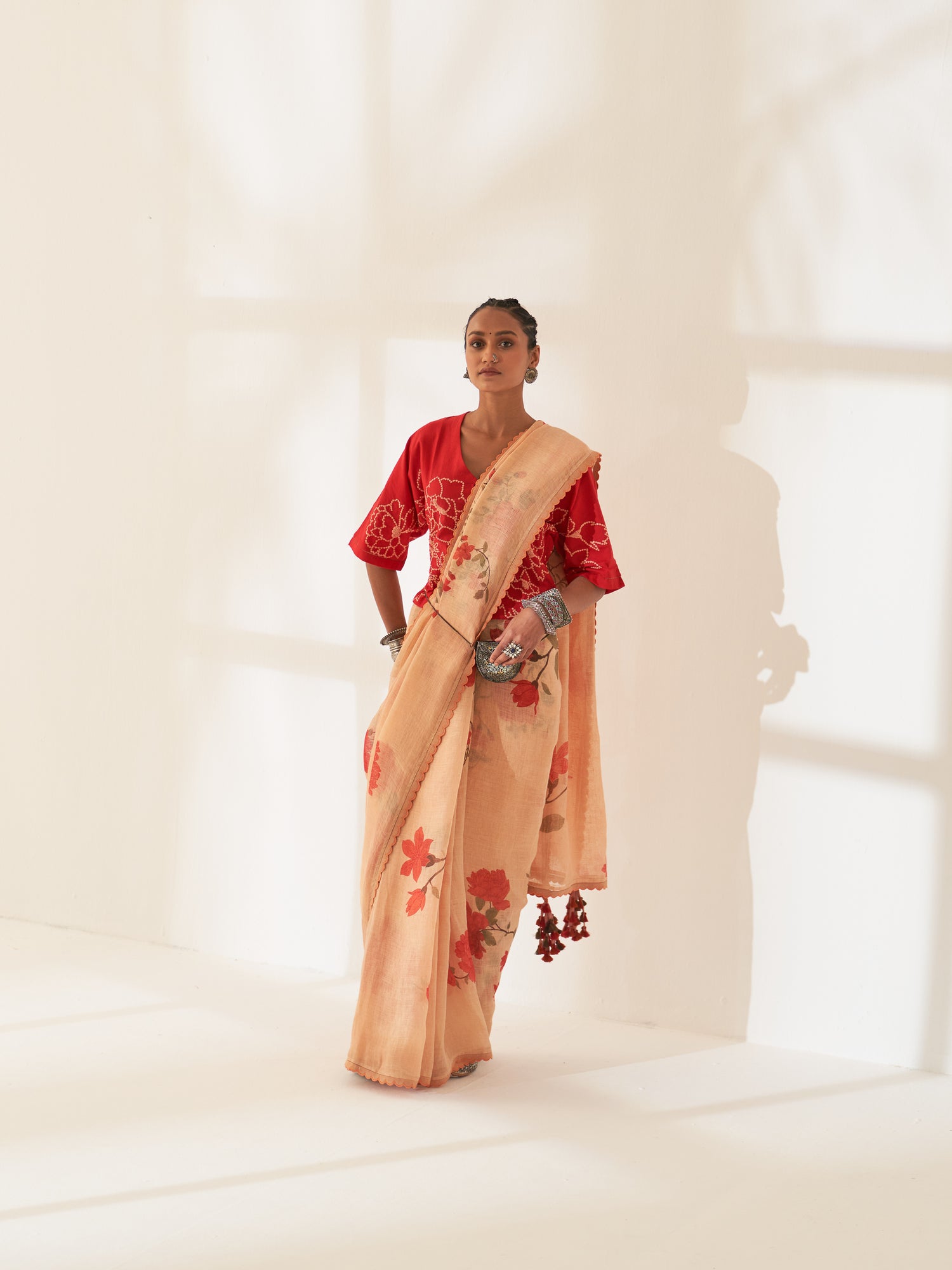 'Dhoop' Pure Linen Handloom Sari