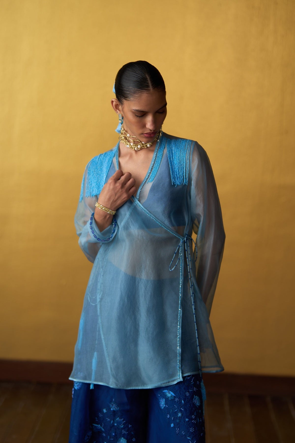 Aira Powder Blue & Cobalt Blue Sharara Set