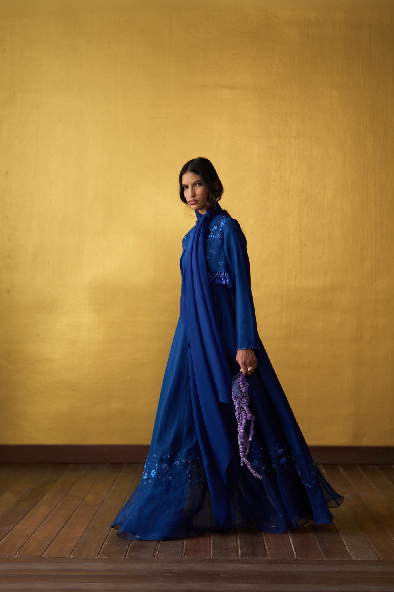 Nira Cobalt Blue Anarkali with Jacket