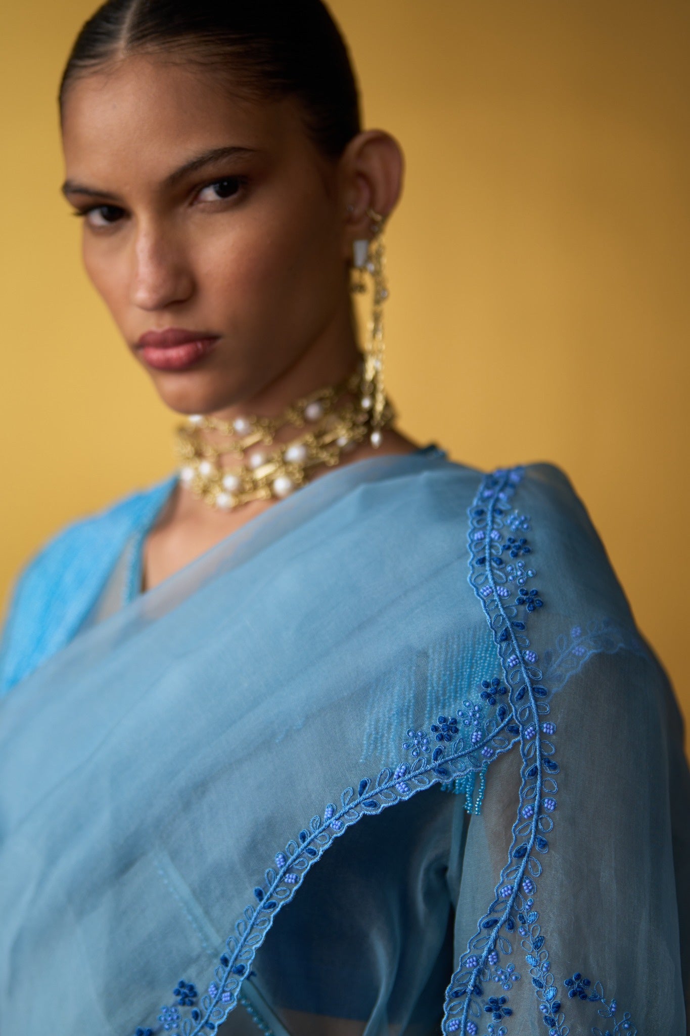 Yuki Powder Blue Kori Dupatta dori & beadwork