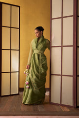 Sana Pistachio Green Kora & Dupion Silk Saree