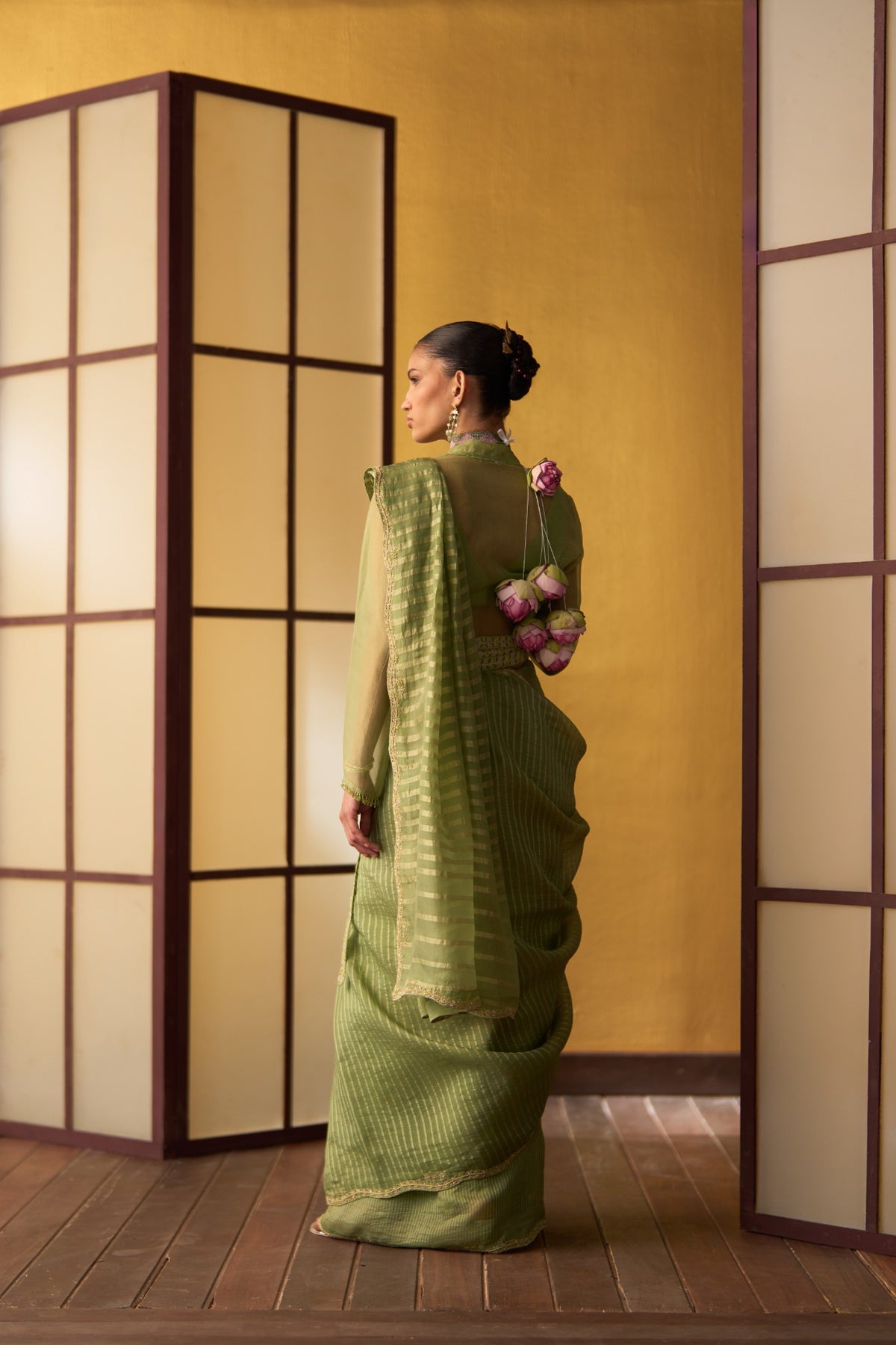 Sana Pistachio Green Kora & Dupion Silk Saree