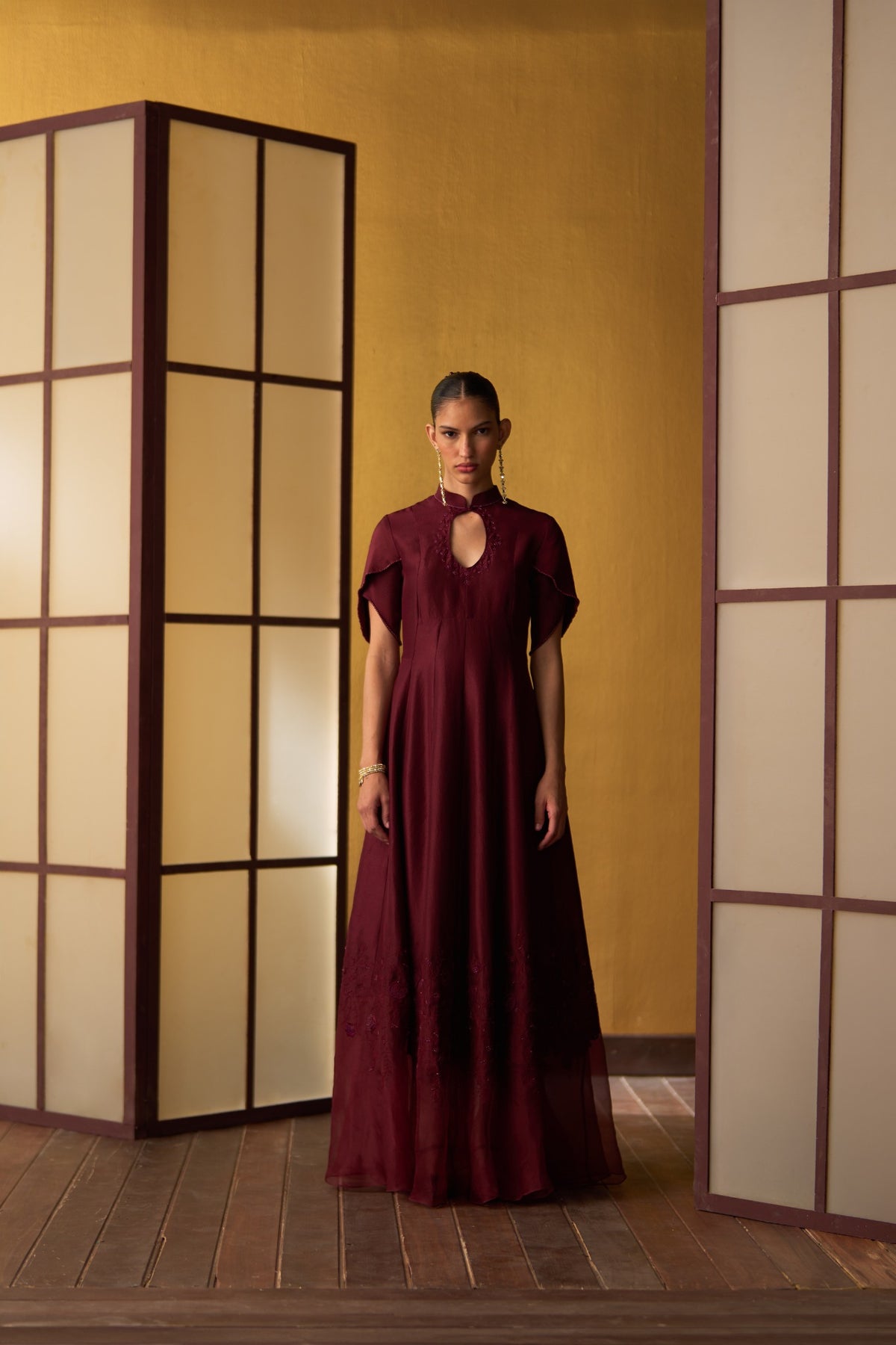 Arisa Mulberry Red Anarkali Dress