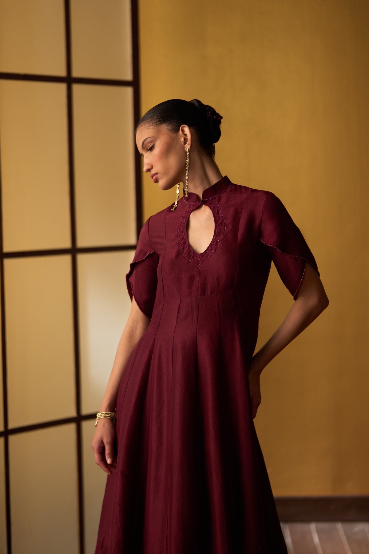 Arisa Mulberry Red Anarkali Dress
