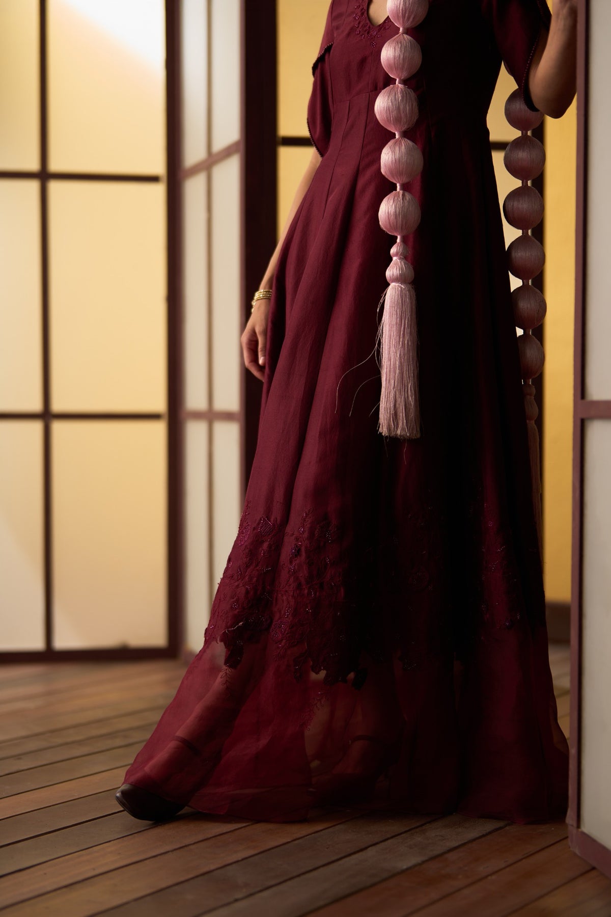Arisa Mulberry Red Anarkali Dress