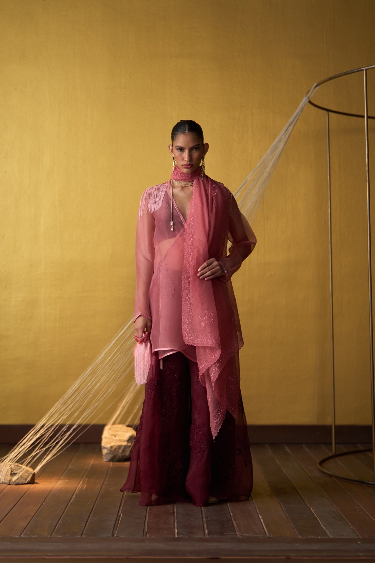 Aira Mulberry and Rose Pink Sharara Set