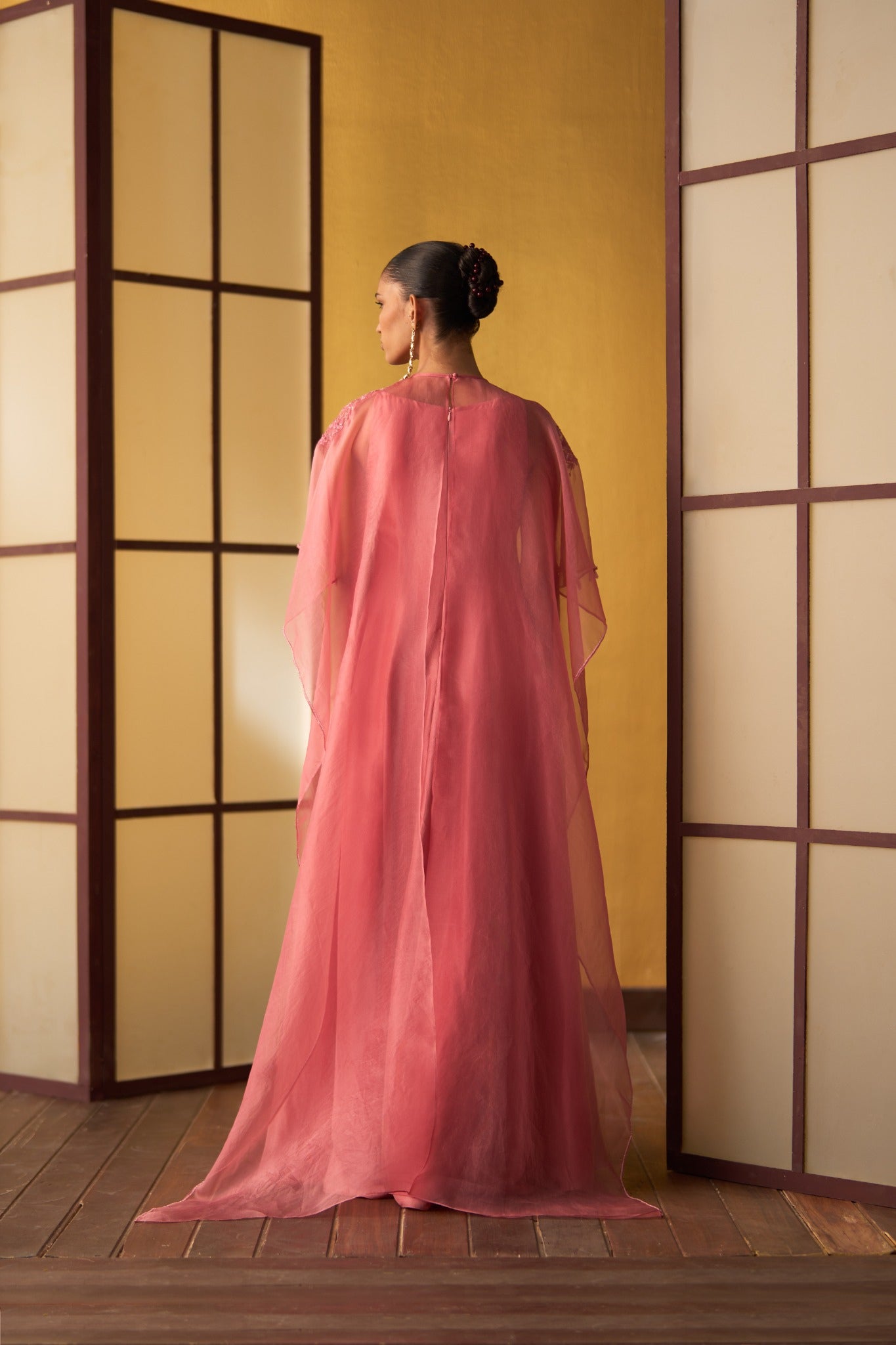 Misa Rose Pink Kali Dress with Cape