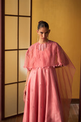 Misa Rose Pink Kali Dress with Cape