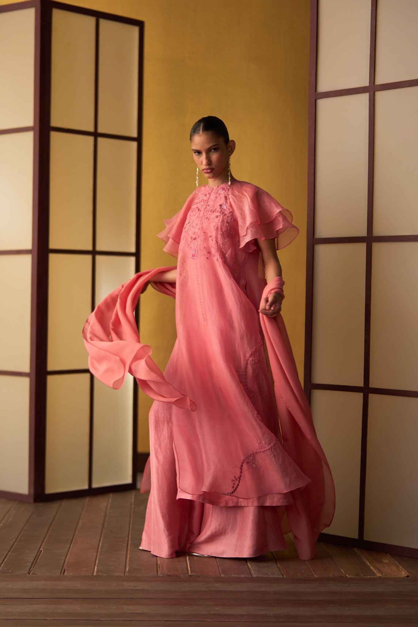 Kusumi Rose Pink Double Layered Kurta Set