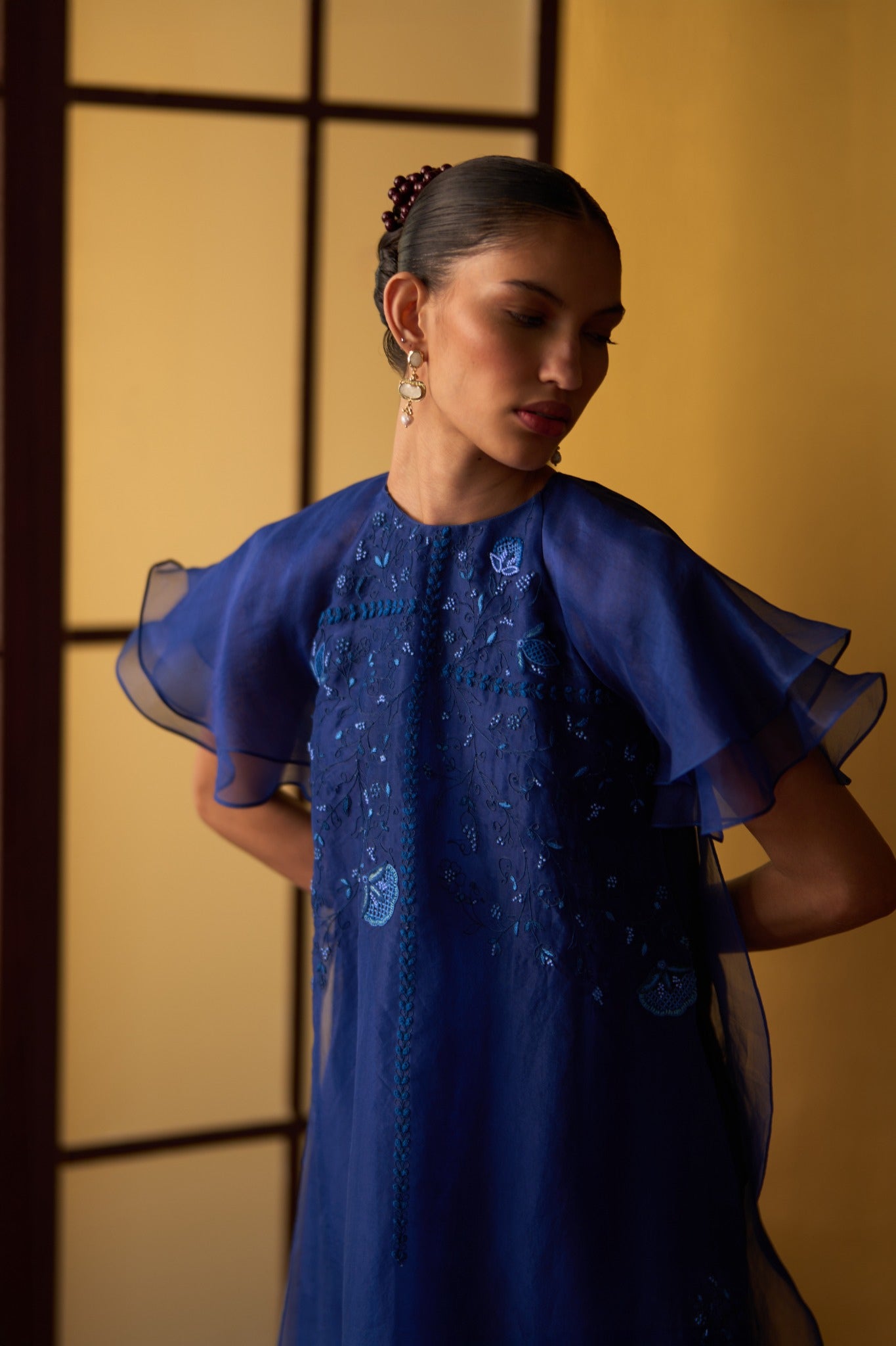 Kusumi Cobalt Blue Double Layered Kurta Set