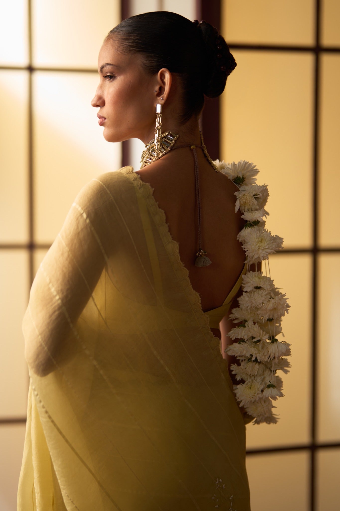 Risa Butter Yellow Kora & Dupion Silk Saree