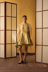 Nagisa Butter Yellow Dress with Cape