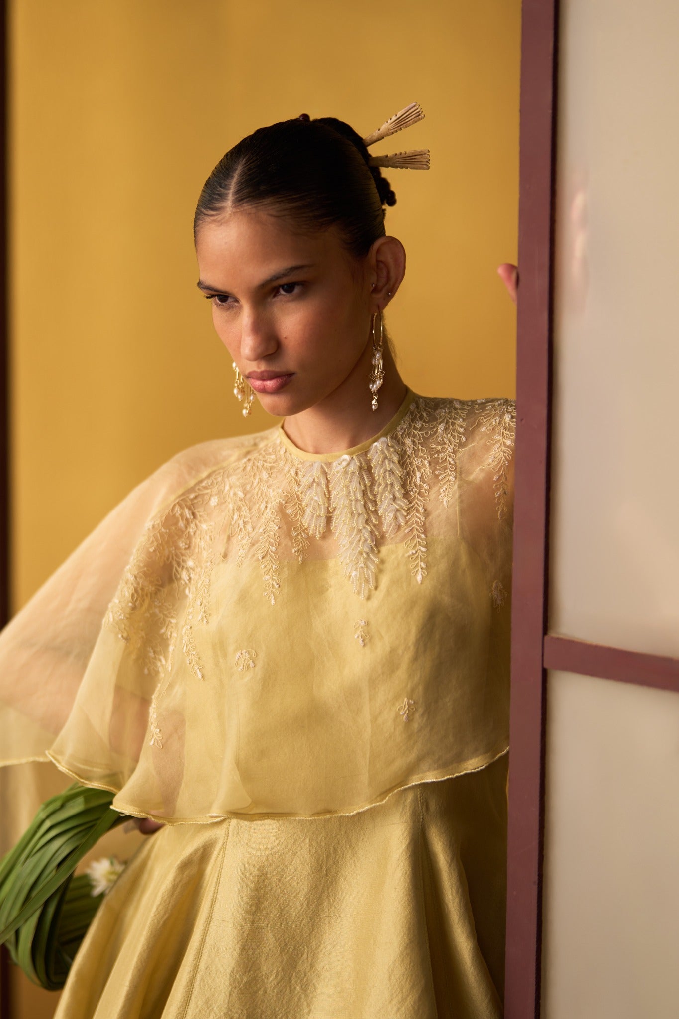 Nagisa Butter Yellow Dress with Cape