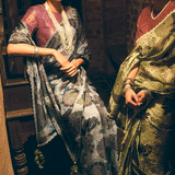 'Asavari' Pale Blue Dahlia Pure Tussar Handloom Sari