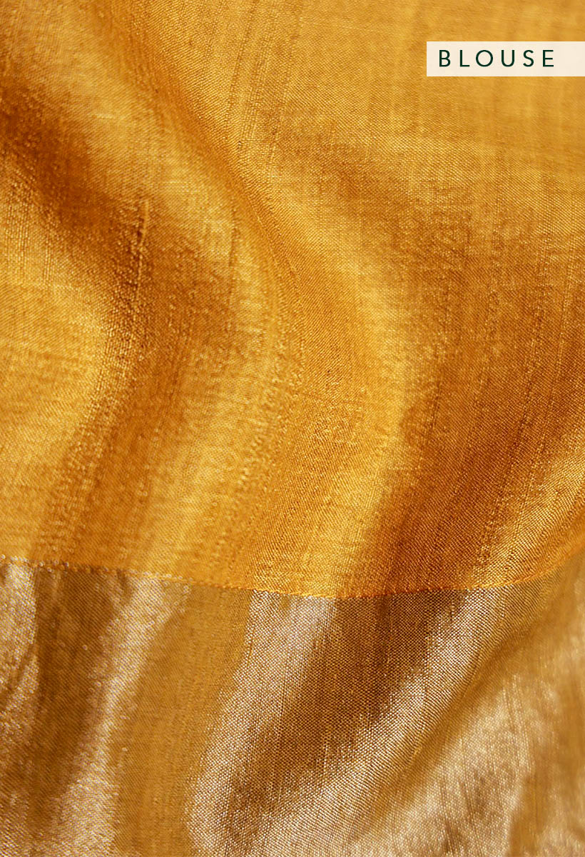 Turmeric Zari Jamdani Pure Tussar Handloom Sari
