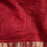 Carmine Zari Jamdani Pure Tussar Handloom Sari