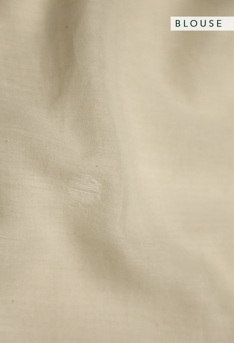 Off White Dhakai Jamdani Pure Cotton Khadi Handloom Sari